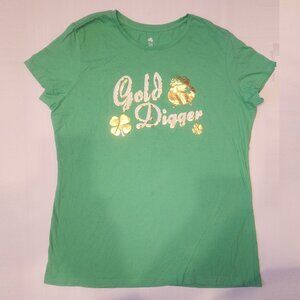 Gold Digger  ***Tee, Green, gold and white metallic in size XL